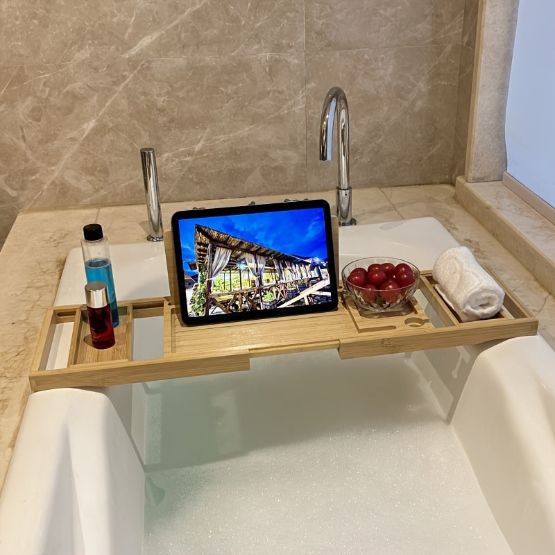LoungeYard | Bamboo Bathtub Tray - For Ultimate Relaxation — product view 2