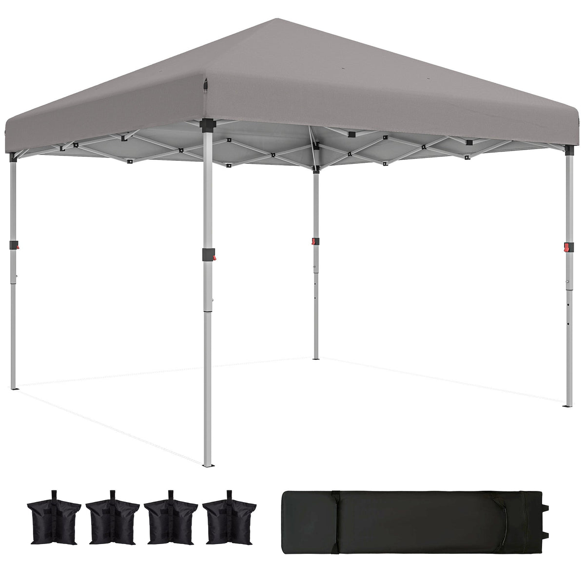 10' x 10' Pop Up Canopy Tent with Sidewalls and Roller Bag, Light Grey — product view 2