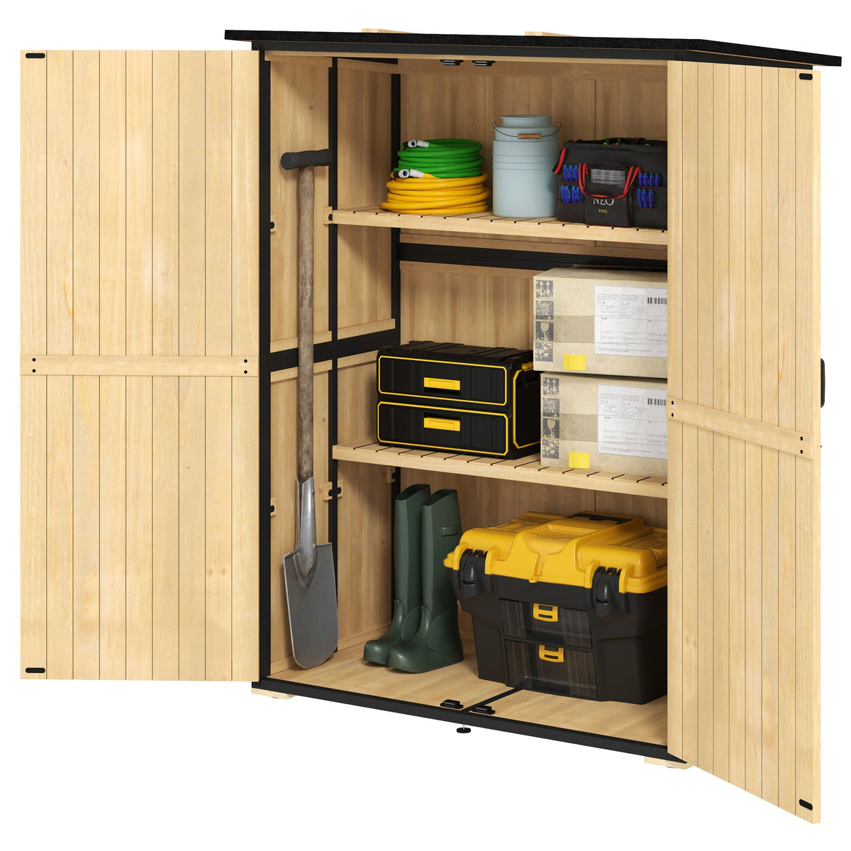 Wood Outdoor Storage Cabinet with 2 Shelves, Natural — product view 2