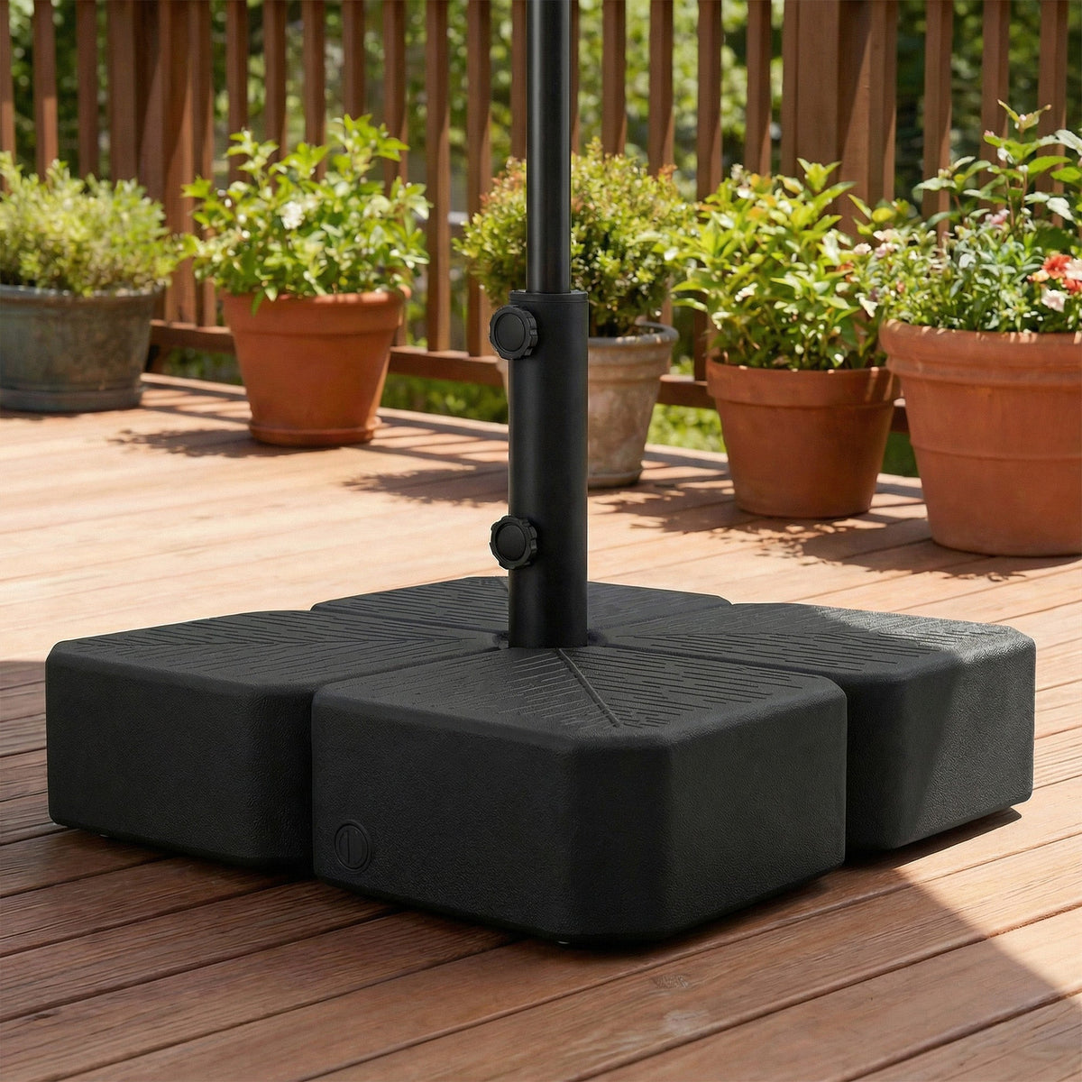 Square Patio Umbrella Base with Wheels, Black — product view 4