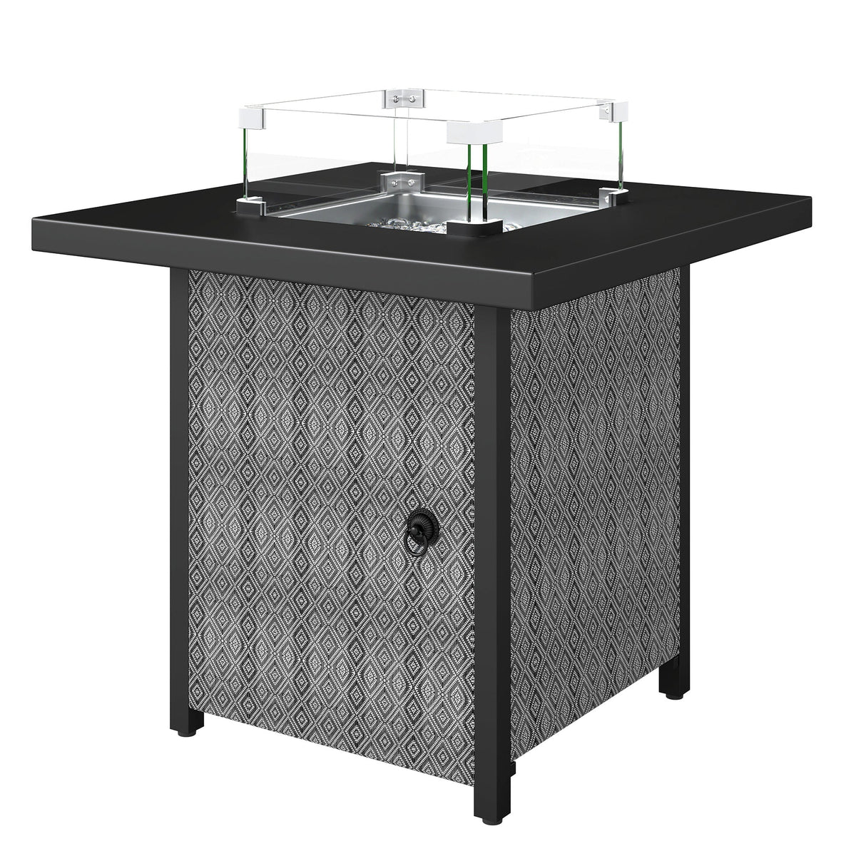 11.7 KW Propane Gas Fire Pit Table with Wind Guard and Lid, Black — product view 2