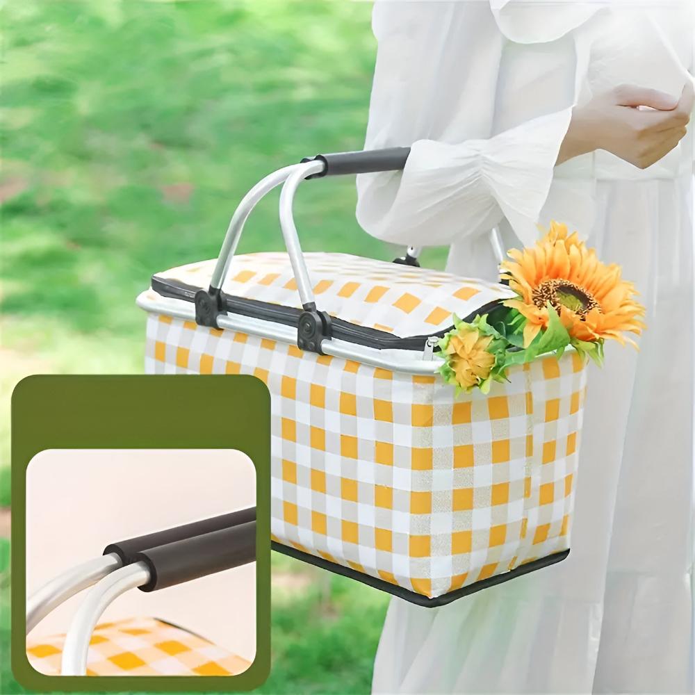 LoungeYard | Foldable Checkered Picnic Basket — product view 6