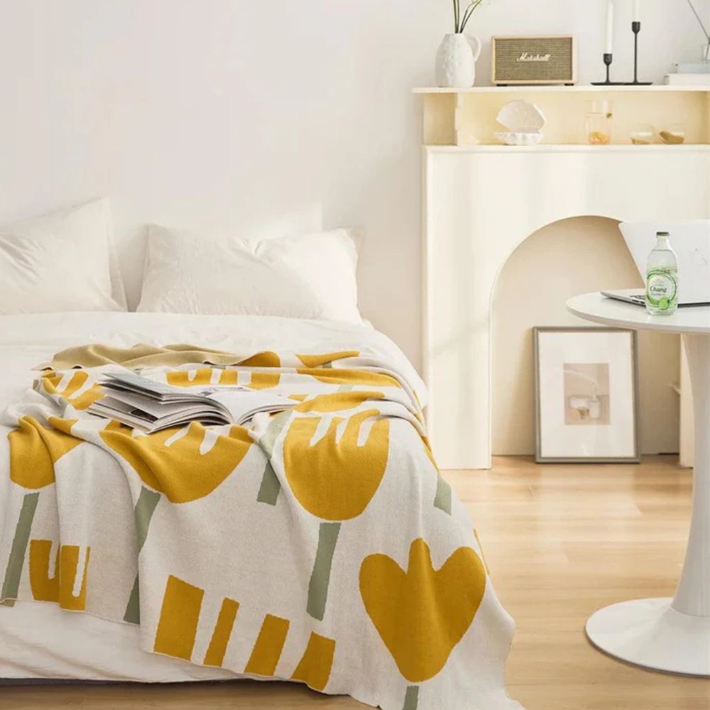 LoungeYard | Spring Tulip Floral Knitted Blanket — product view 5