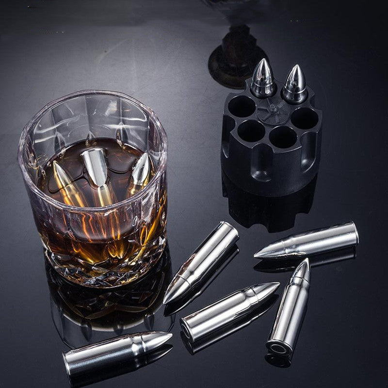 LoungeYard | Stainless Steel Bullet Shaped Metal Ice Cube Mold — product view 3