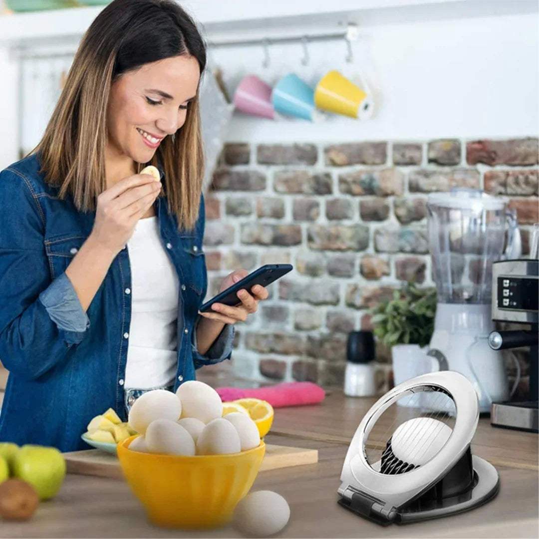 LoungeYard | Stainless Steel Egg Slicer – 3-in-1 Cutting Options for Effortless Preparation! — product view 6