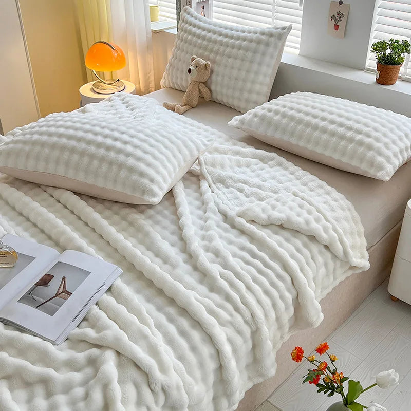 LoungeYard | Luxury Bubble Texture Fleece Blanket - BubbleNest — product view 3