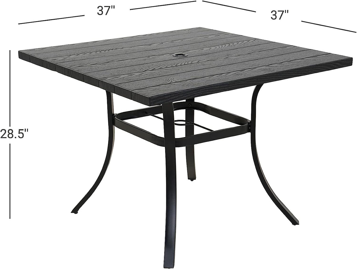 LOUNGE YARD Outdoor 42'' Metal Dining Table Round with 1.5“ Umbrella Hole, Rust-Free Steel Picnic Table — product view 7