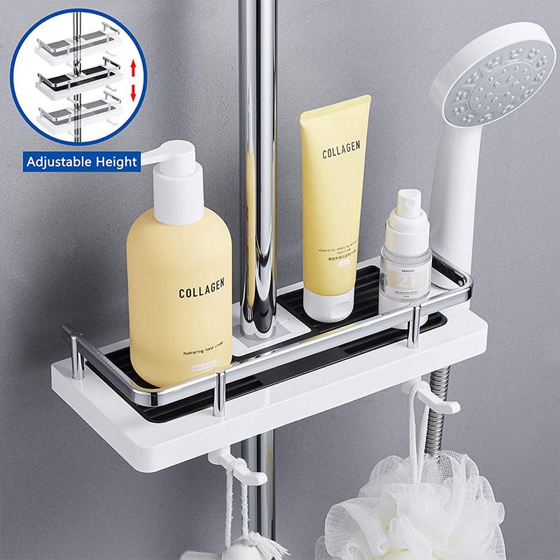 No Drilling Bathroom Pole Shower Storage Rack Holder | LoungeYard — product view 2