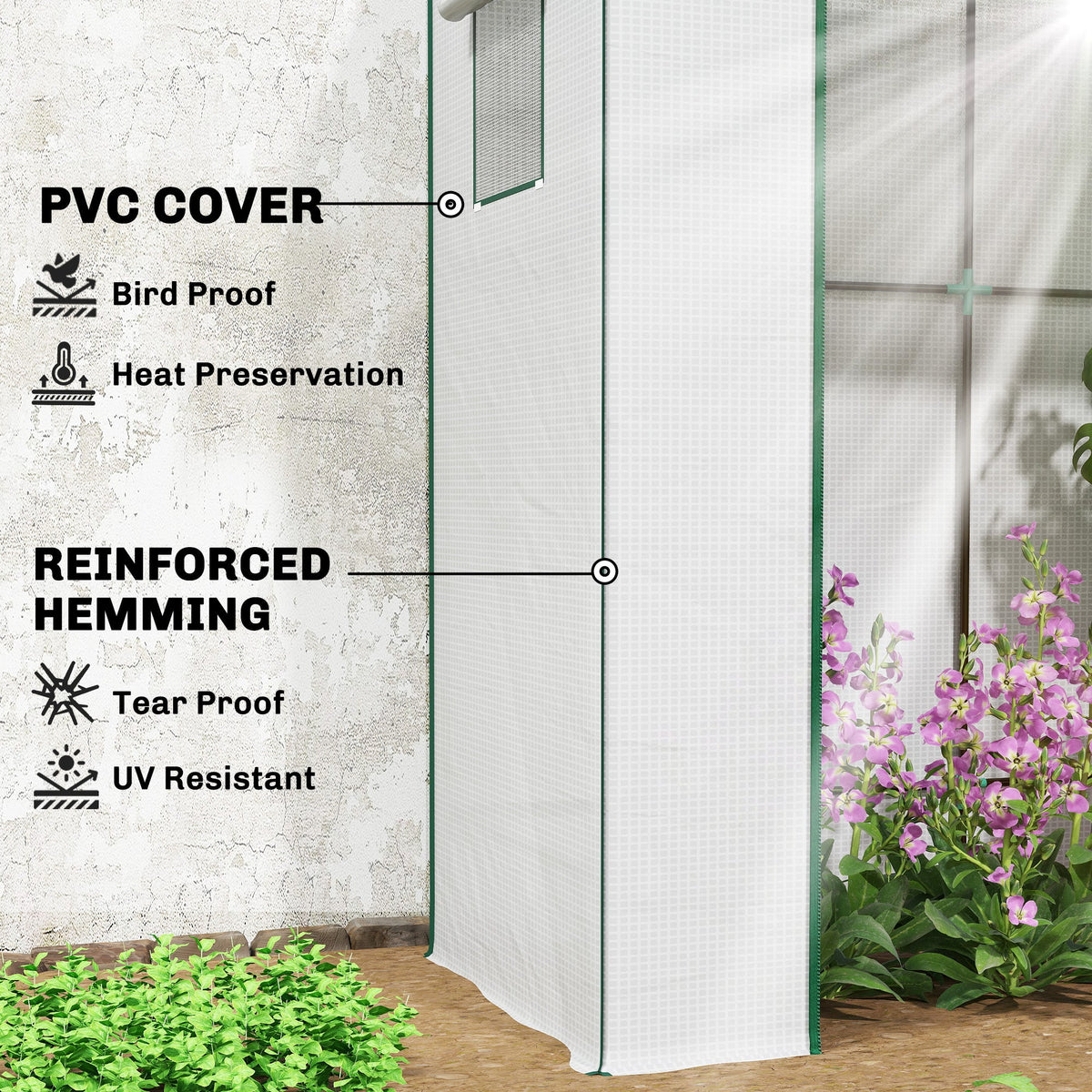 77.2" x 30.3" x 77.6" Lean-to Tomato Greenhouse, White — product view 6