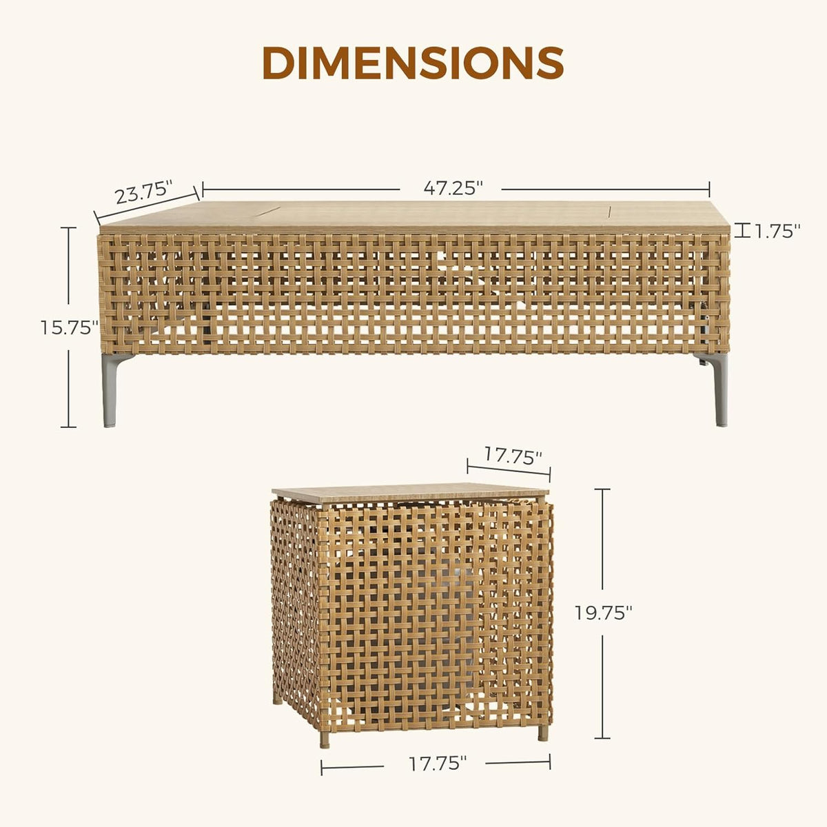 LOUNGE YARD 47inch Outdoor Wicker Propane  Fire Pit Table with Propane Tank Storage Box, CSA Certification — product view 6