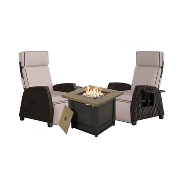 LOUNGE YARD Recliner & Fire Pit Table Set