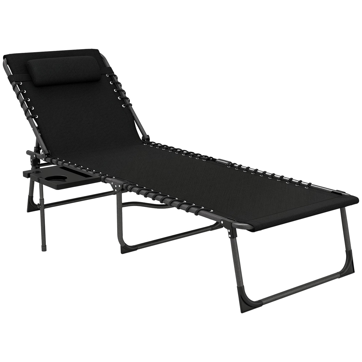 5-Level Adjustable Folding Chaise Lounge Chair with Side Table — product view 1