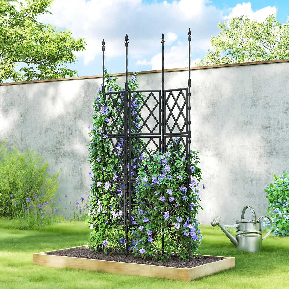 Foldable Garden Trellis for Climbing Plants, 85 x 197 cm, Black — product view 3