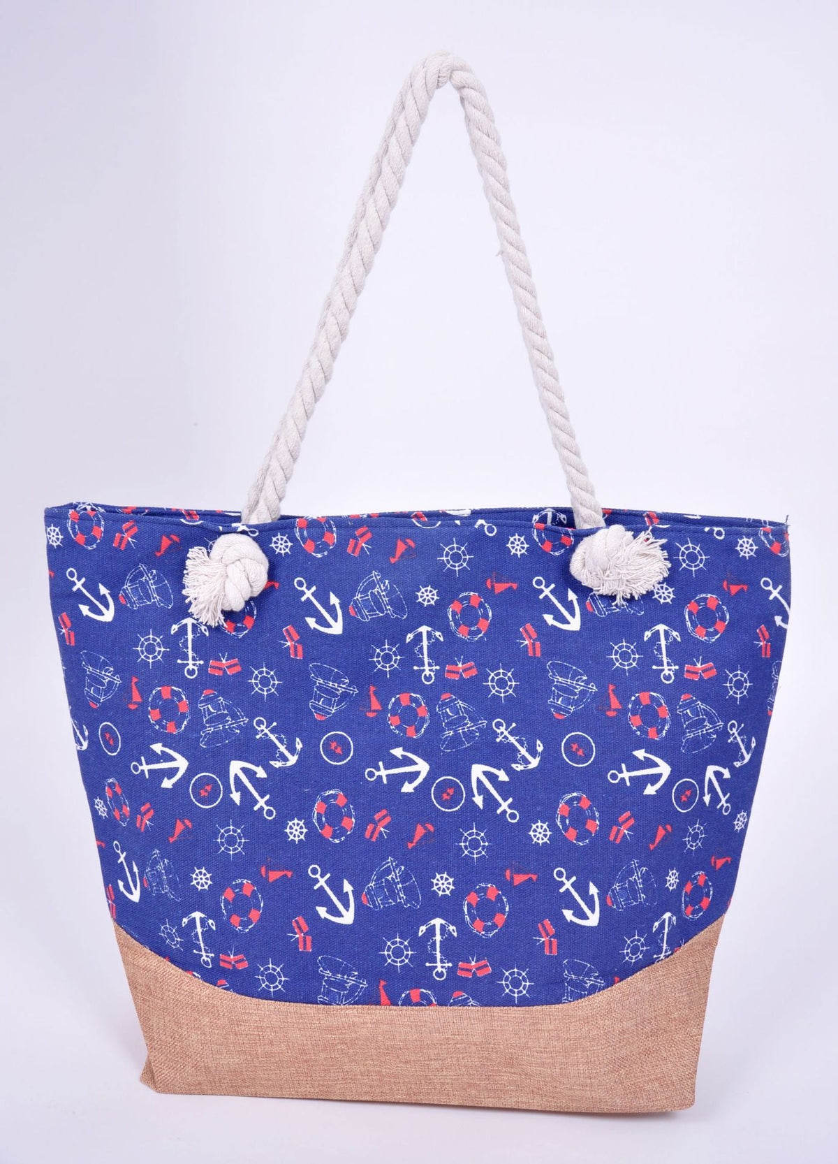 Spacious beach bag with maritime anchor design LoungeYard — product view 3