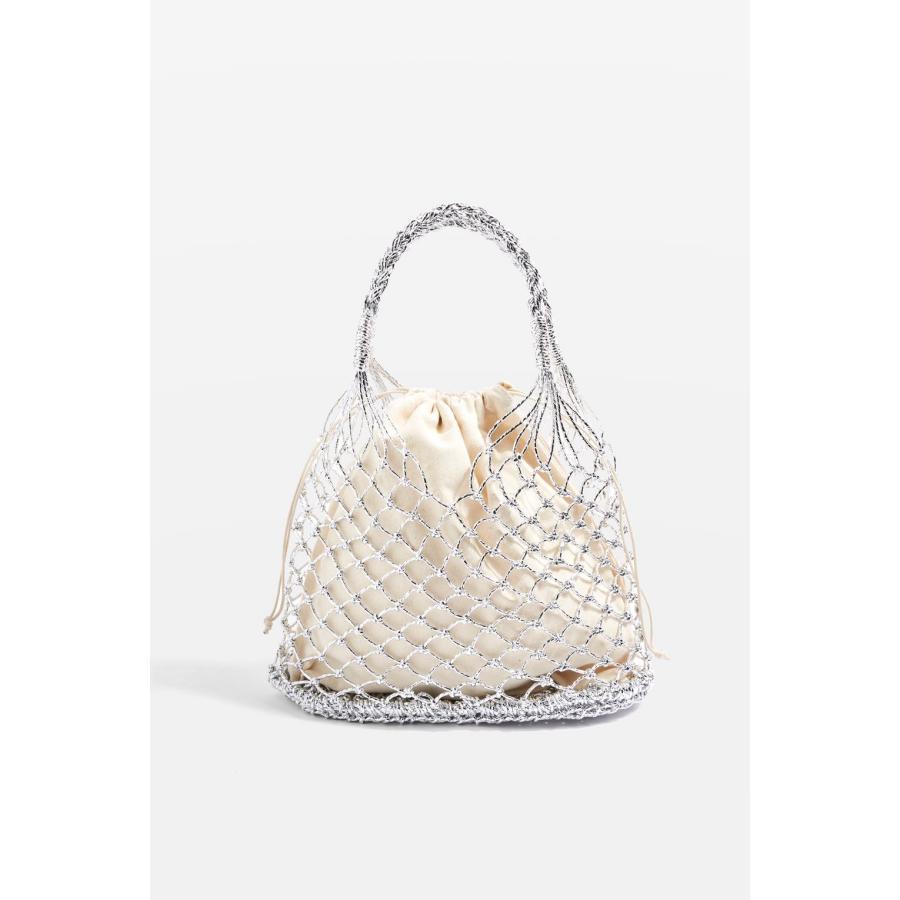 Hand-knotted mesh tote bag with luxurious lining LoungeYard — product view 2