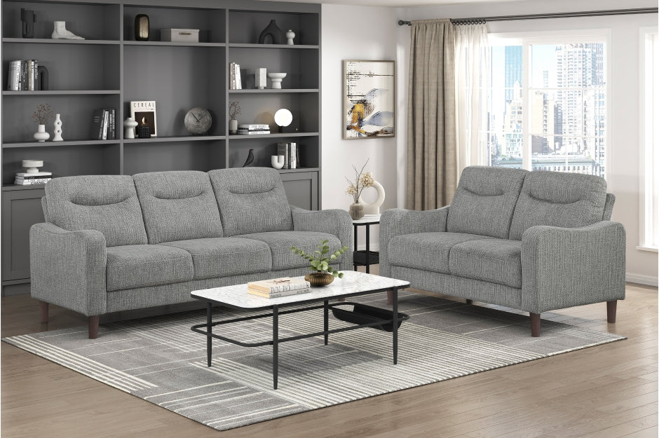 Homelegance Linden Grey Chenille Sofa and Love Seat Set with Rounded Arms – 9180GRY-2PC — product view 1