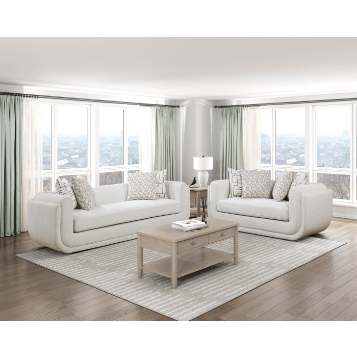 Nimbus Beige Chenille Sofa and Love Seat Set with Rounded Arms – 9188NBE-2PC — product view 1