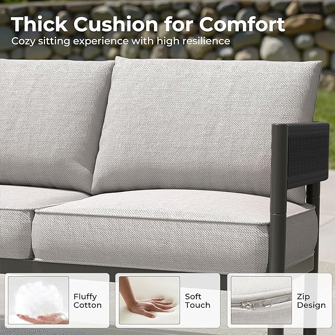 LOUNGE YARD 2-Seat Outdoor Wicker Loveseat with Thick Cushions for Porch and Garden — product view 6