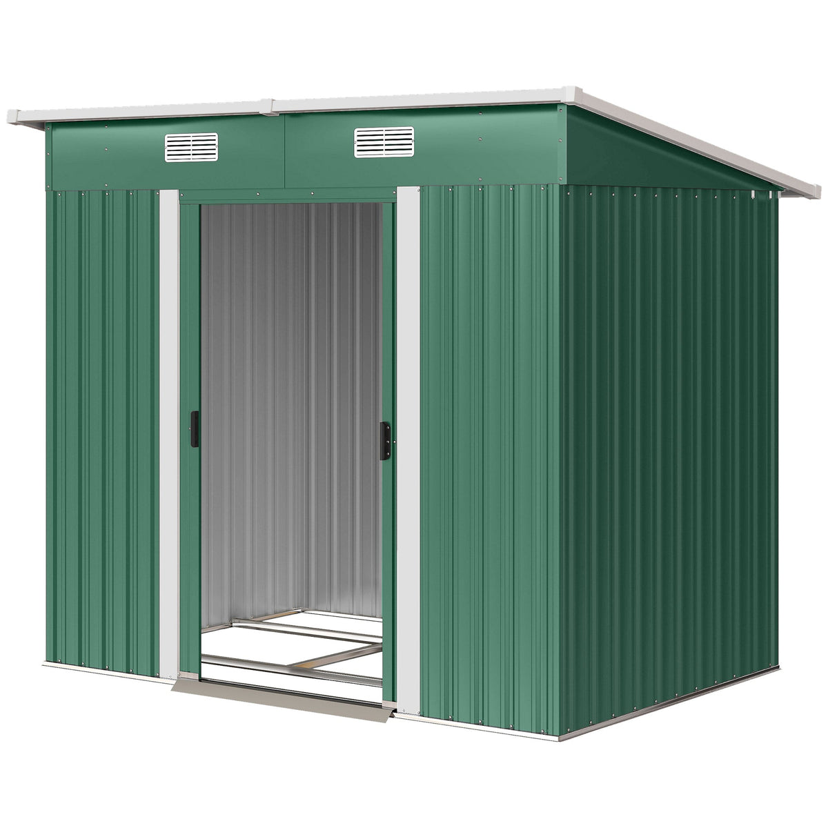 7' x 4' Outdoor Storage Shed with Lockable Double Doors, Green — product view 2