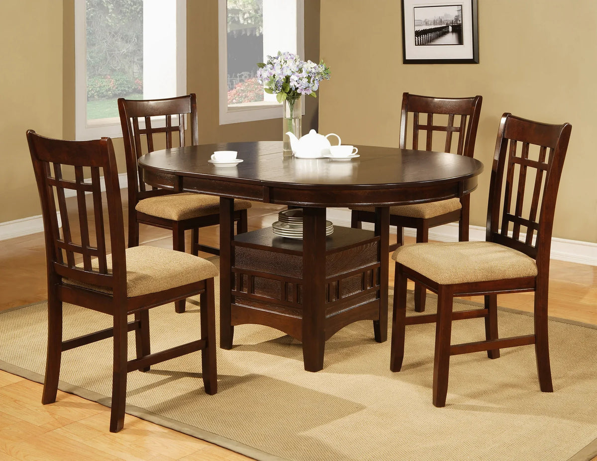 5-Piece Espresso Wood Round/Oval Dining Table Set – 9235-36 — product view 1