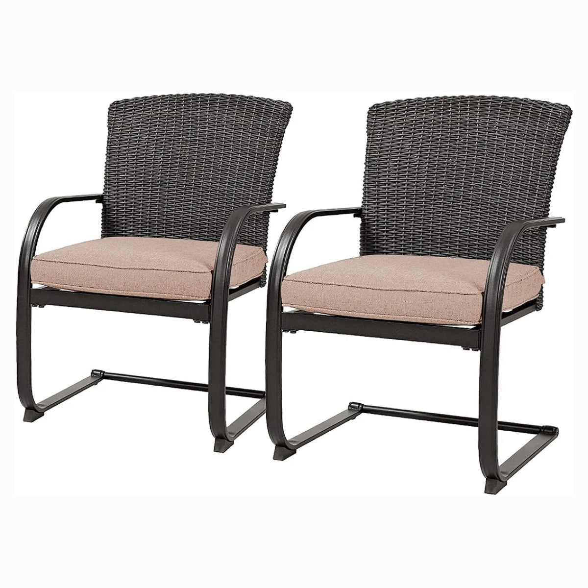 LOUNGE YARD Dining Wicker Chair Set, Steel Frame Chair with Cushion — product view 1