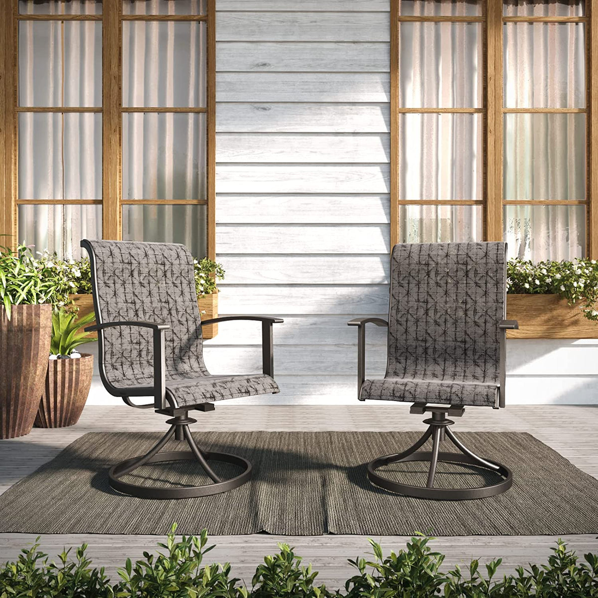 LOUNGE YARD Outdoor Swivel Rocking Patio Dining Chairs Set — product view 1
