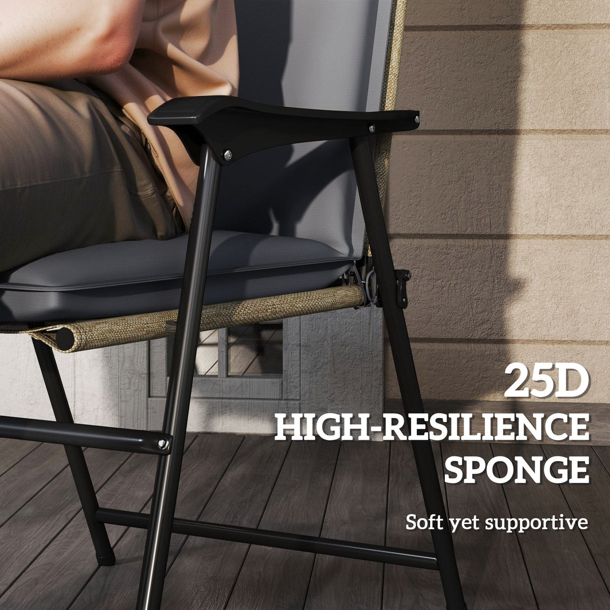 Set of 2 High Back Patio Chair Cushions with Ties, Dark Grey — product view 7