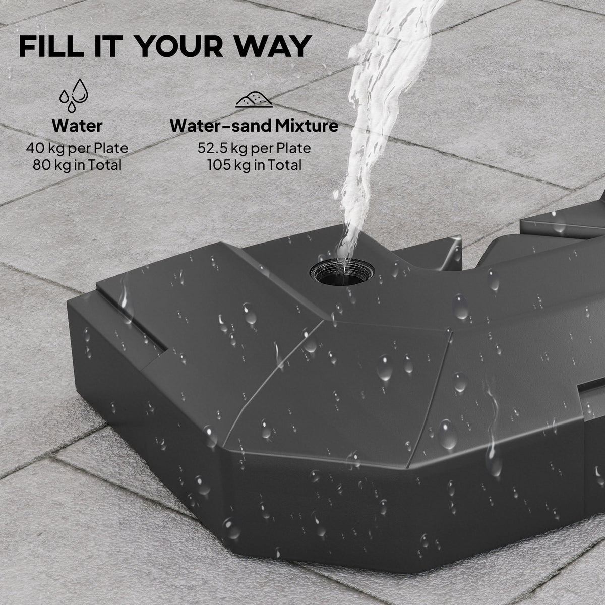 2-Piece Cantilever Umbrella Base Weight Set, 231 lb, Black — product view 7
