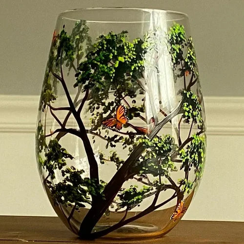 Four Seasons Tree Wine Glasses - Hand Painted Art — product view 6