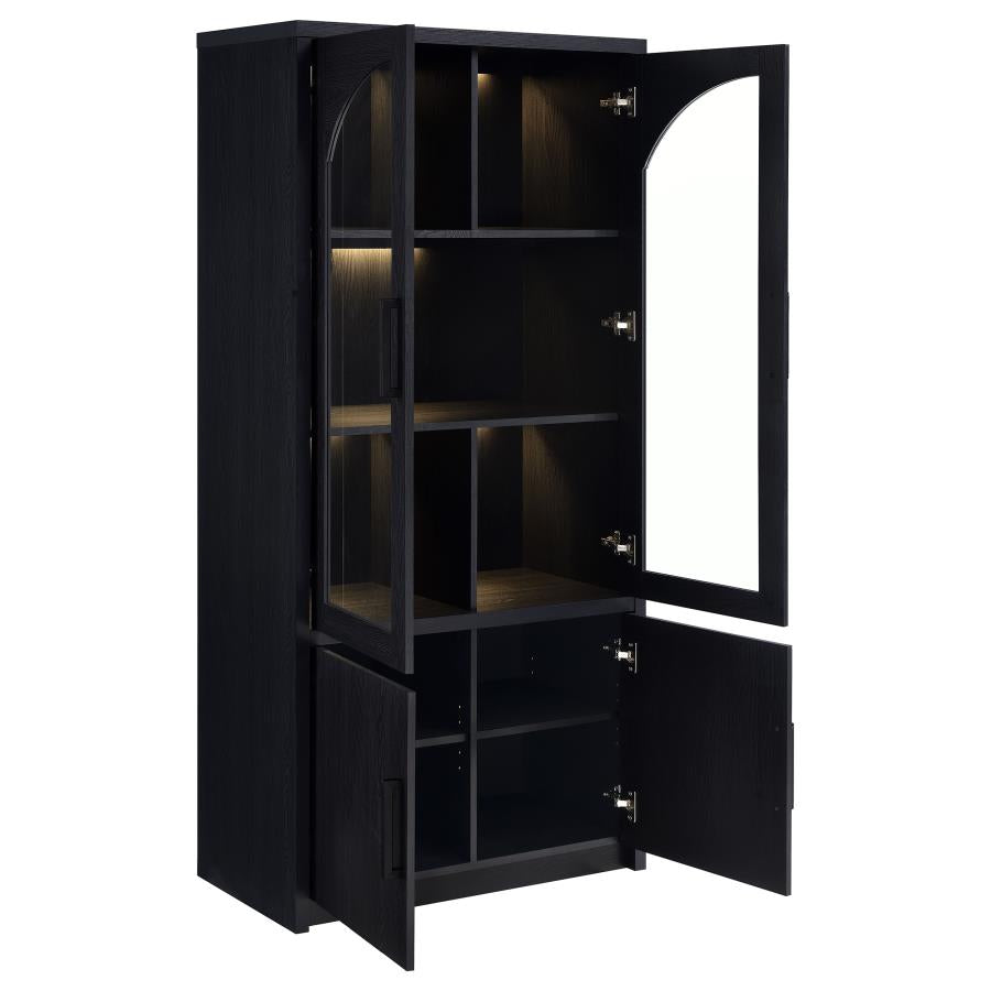 Coaster Black Tall LED Display Accent Cabinet with Arched Glass Doors – 950432 — product view 2