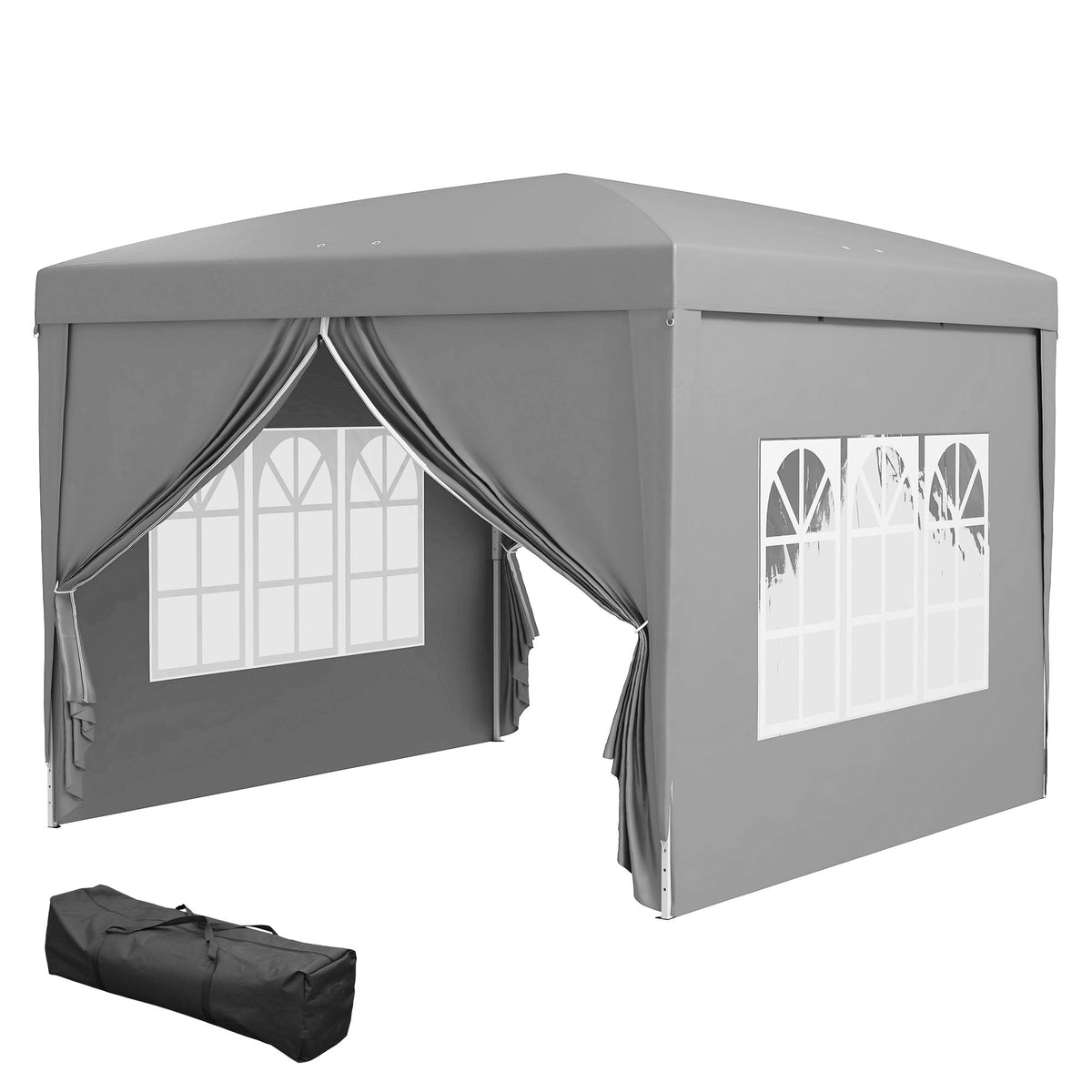 10' x 10' Outdoor Pop-Up Party Tent with Carry Bag, Light Grey — product view 2