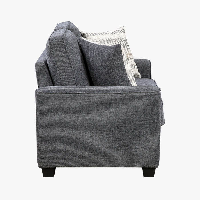 Zander Dark Grey Chenille Sofa and Love Seat Set with Rounded Arms – 9745DG-2PC — product view 6