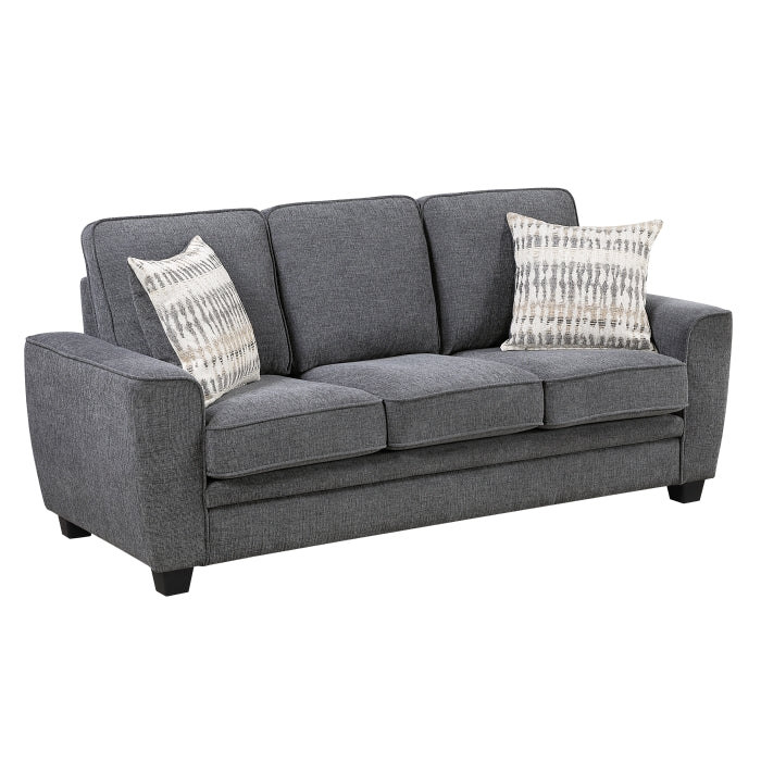 Zander Dark Grey Chenille Sofa and Love Seat Set with Rounded Arms – 9745DG-2PC — product view 2