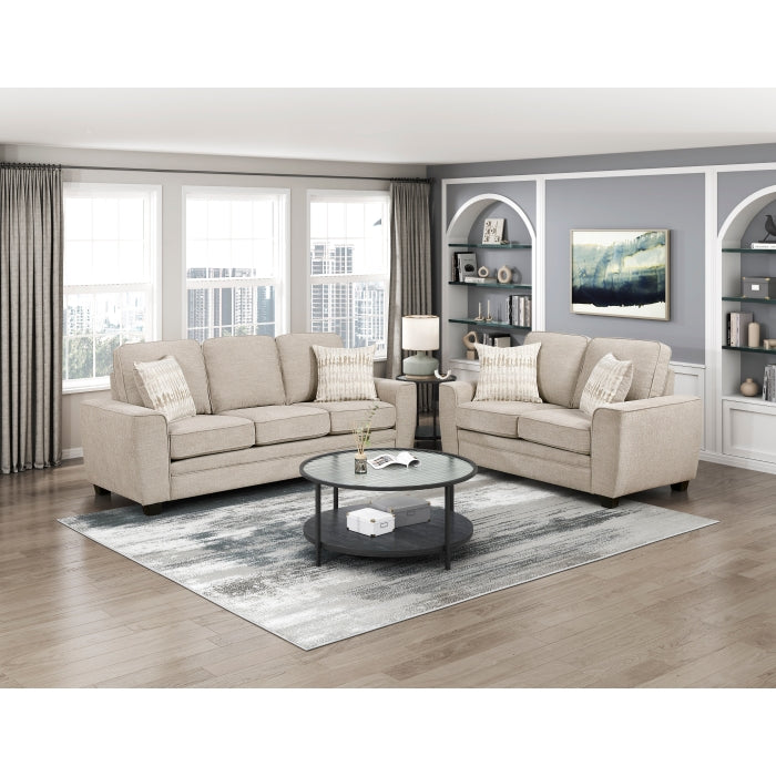 Zander Taupe Chenille Sofa and Love Seat Set with Rounded Arms – 9745TP-2PC — product view 1