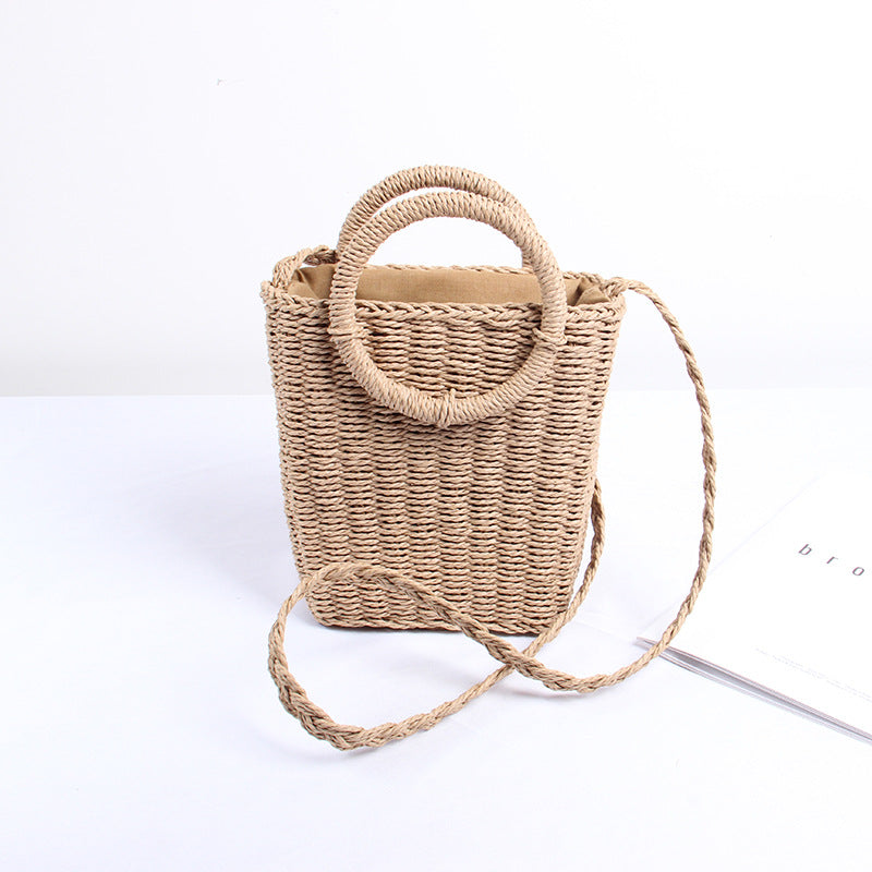 Handmade wicker bag with round handles LoungeYard — product view 3