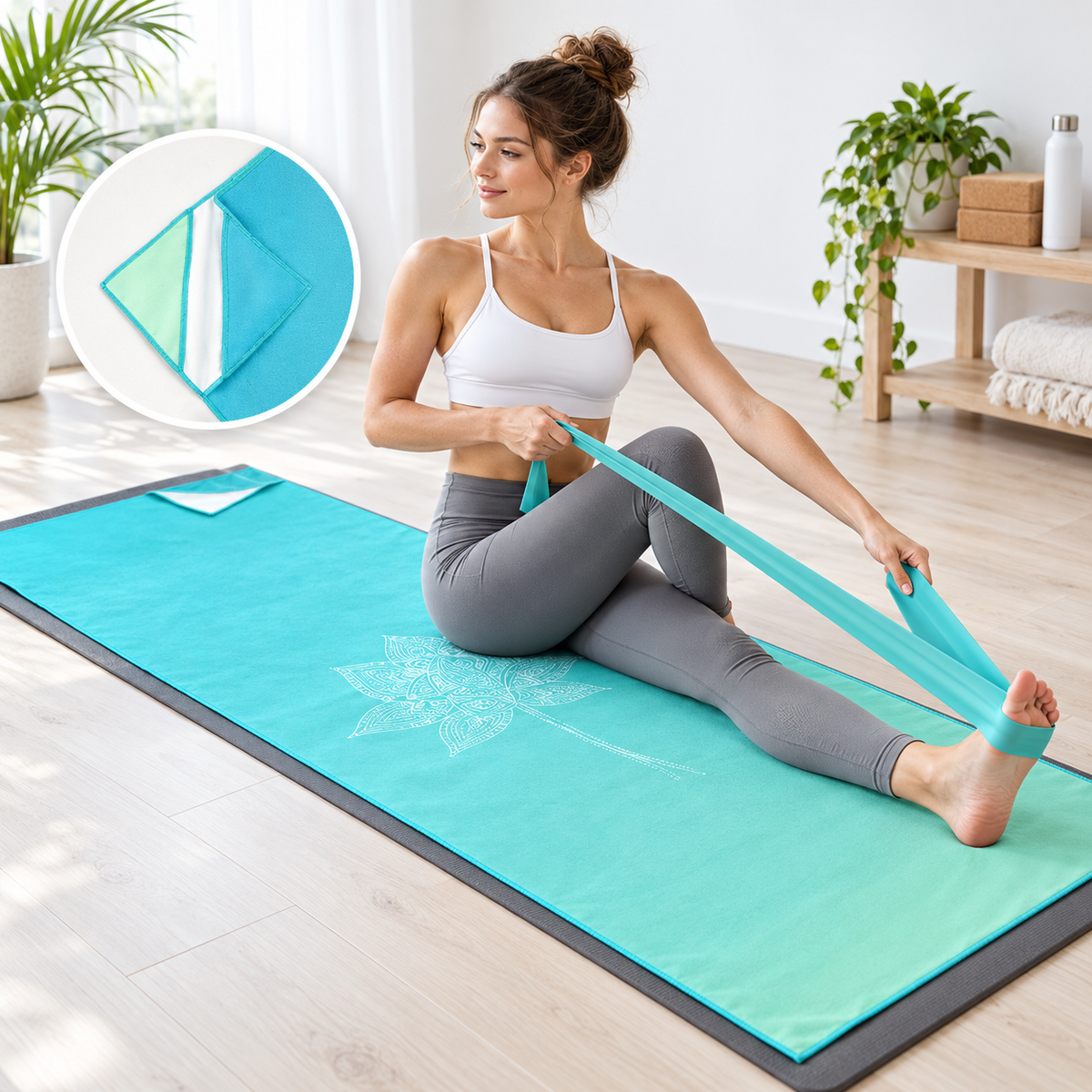 Quick-Drying Non-Slip Microfiber Yoga Towel with Mandala Grip Pattern LoungeYard — product view 1