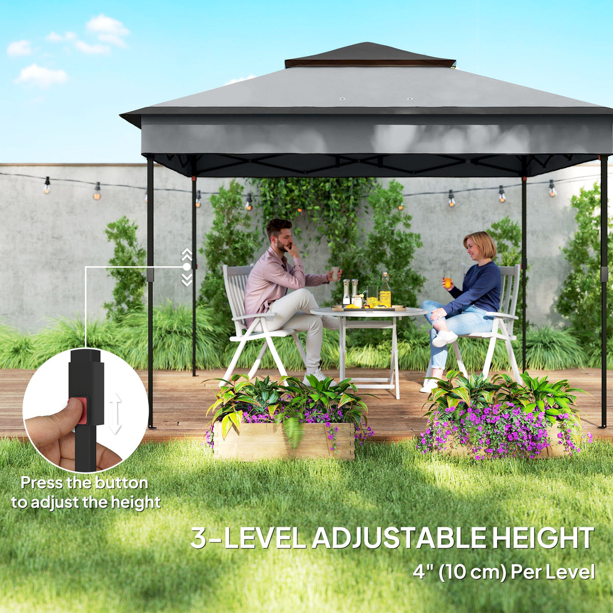 10.7 x 10.7ft Pop-Up Gazebo with Mesh Curtains & UV30 Roof, Dark Grey — product view 7