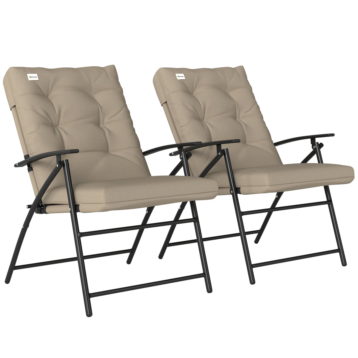 Set of 2 Folding Outdoor Dining Chairs with Adjustable Backrest, Khaki — product view 2