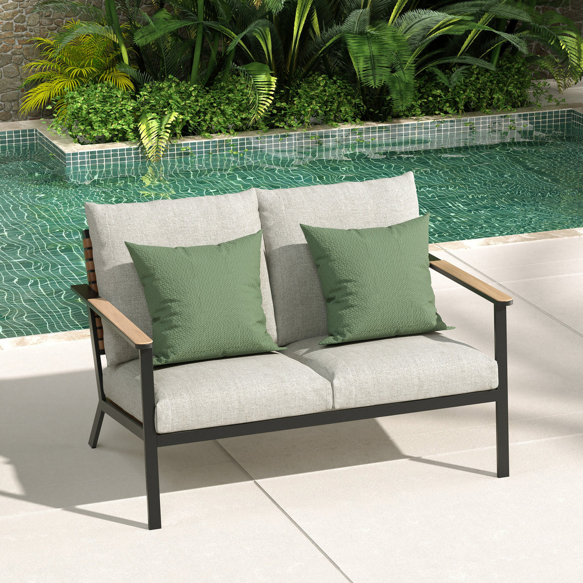 LOUNGE YARD 4-Seat Conversation Sofa Set, Outdoor Rocking Bistro Set with Thick Cushions — product view 5