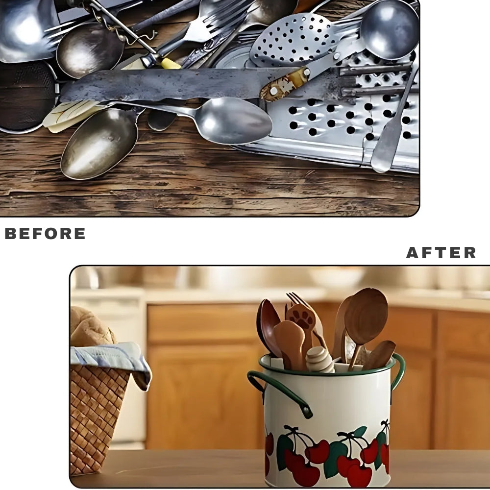 LoungeYard | Floral Utensil Storage Basket with Divider Lid — product view 2