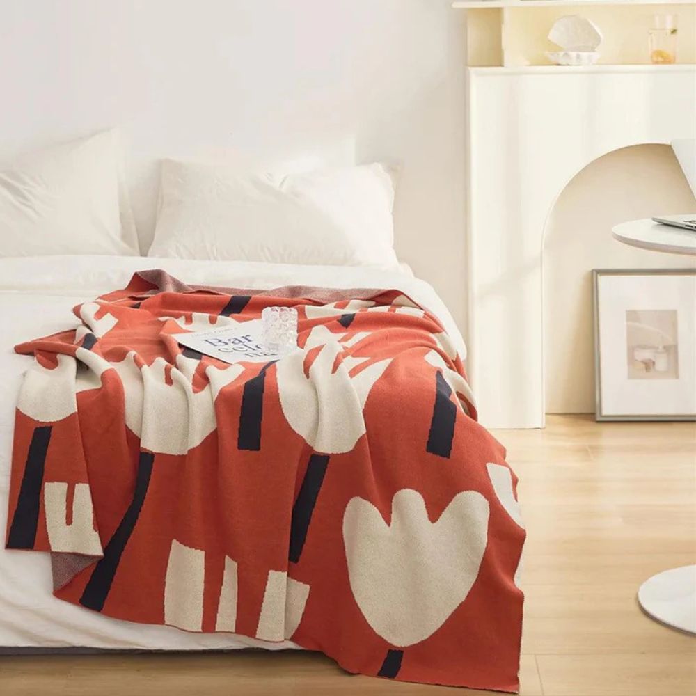 LoungeYard | Spring Tulip Floral Knitted Blanket — product view 7