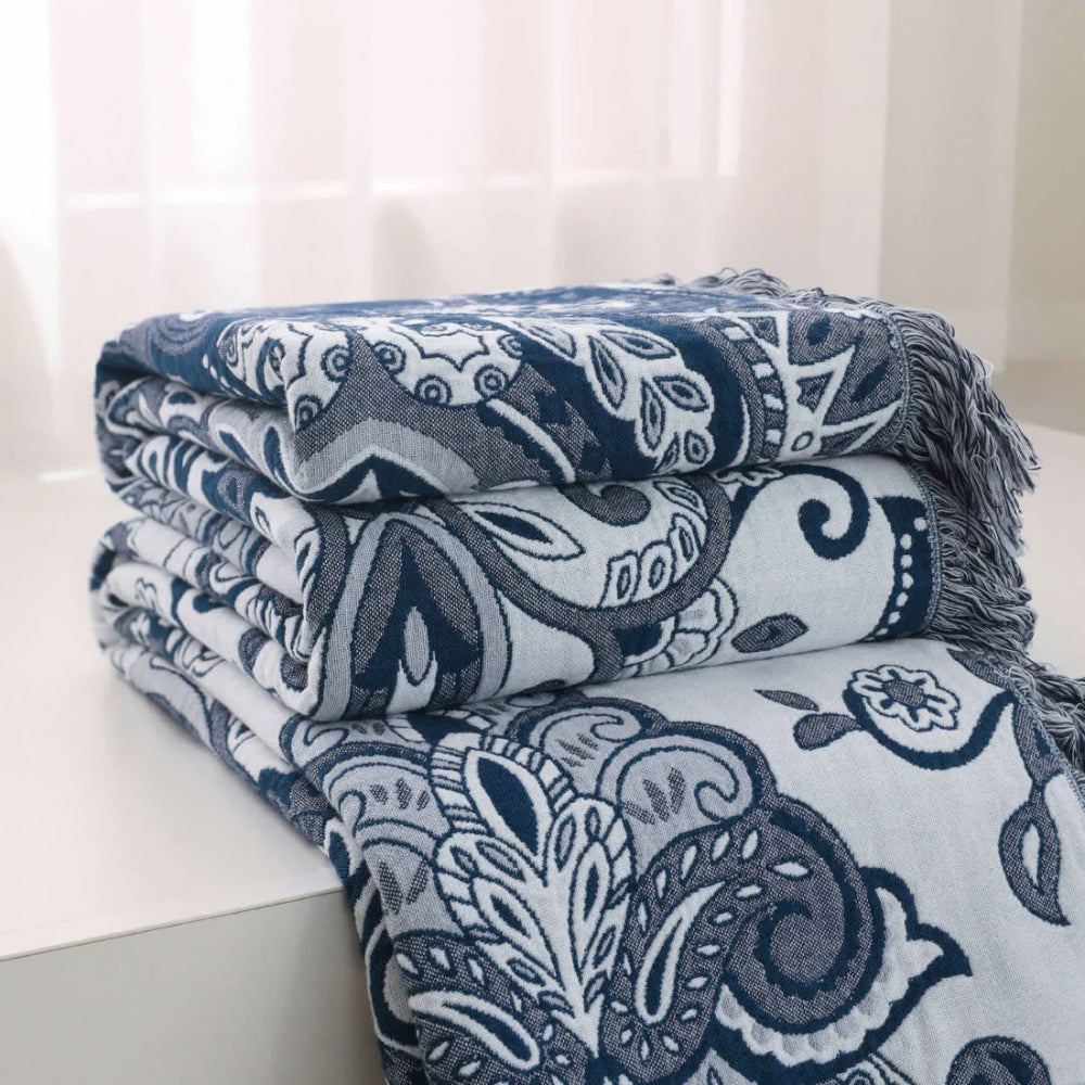 LoungeYard | Paisley Dream Cotton Tassel Blanket — product view 6