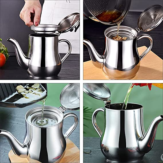 LoungeYard | Oil filter jug in stainless steel — product view 7