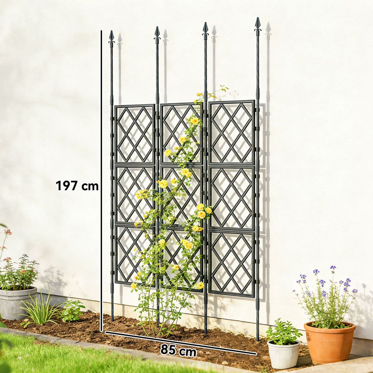 Foldable Garden Trellis for Climbing Plants, 85 x 197 cm, Black — product view 5