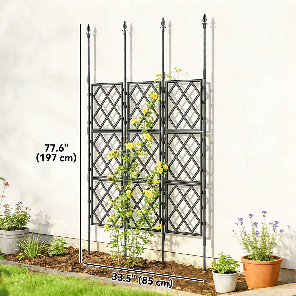 33.5 x 77.6 Inch Foldable Garden Trellis for Climbing Plants, Black — product view 5