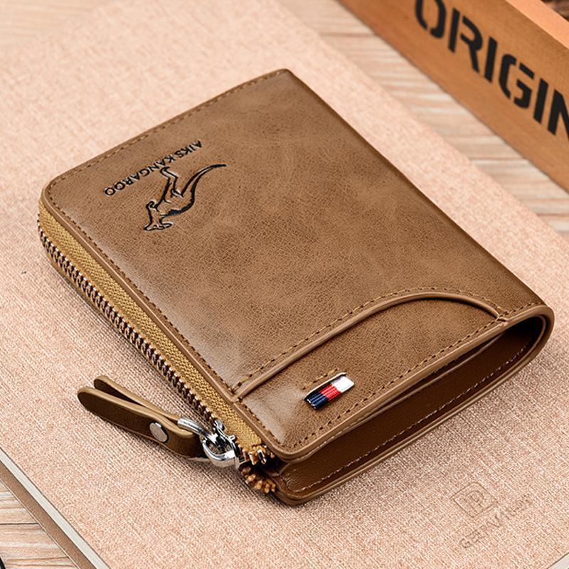 Men's RFID-Blocking Leather Wallet with Zipper Closure — product view 7