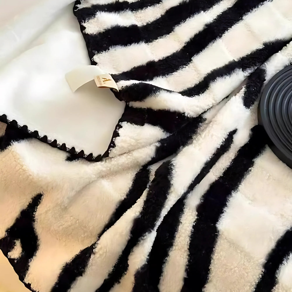 LoungeYard | Zebra Print Luxe Faux Fur Blanket — product view 4