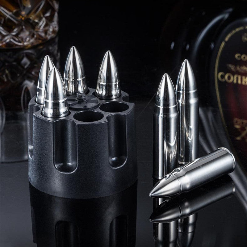 LoungeYard | Stainless Steel Bullet Shaped Metal Ice Cube Mold — product view 2