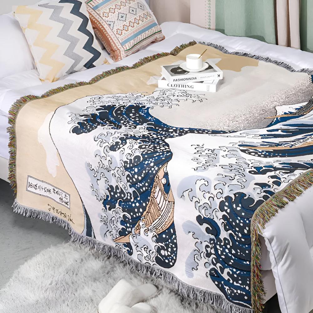 LoungeYard | Classic Great Wave Throw Blanket — product view 4