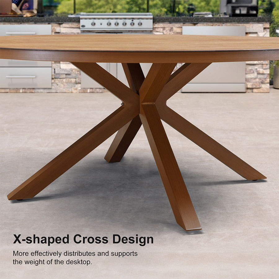 PURPLE LEAF Round & Rectangle Outdoor Dining Table HPL Aluminum Tabletop Modern Dining Table for Deck Kitchen — product view 4
